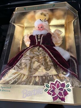 1996 Barbie Burgundy and Gold Holiday Collector Doll